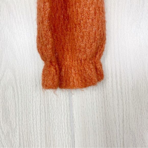 Roxy | Burnt Orange Metallic Button Front Cropped Knit Cardigan Size Small - Picture 10 of 12